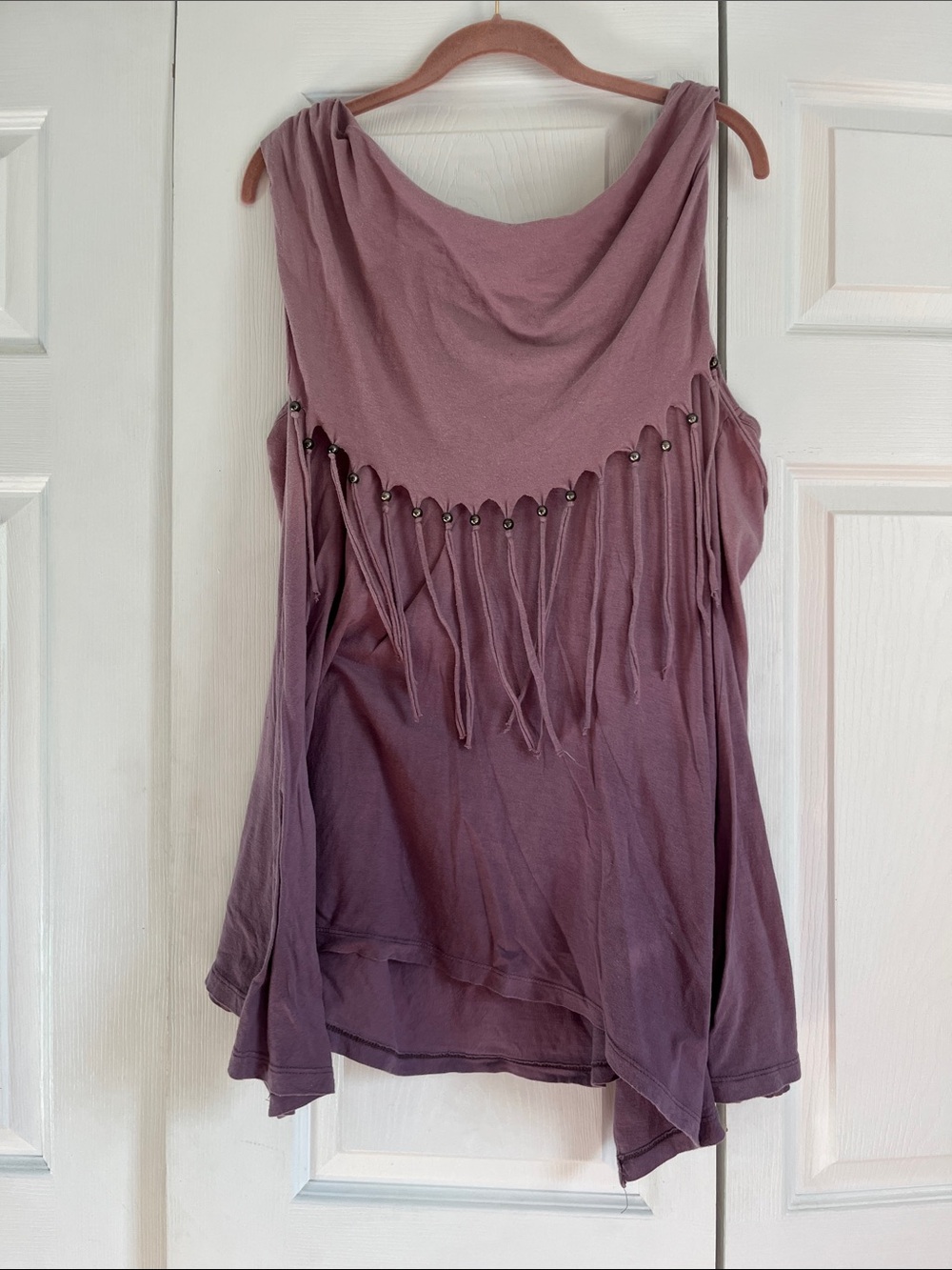 Beverly Drive Mauve Fringe Draped Tank